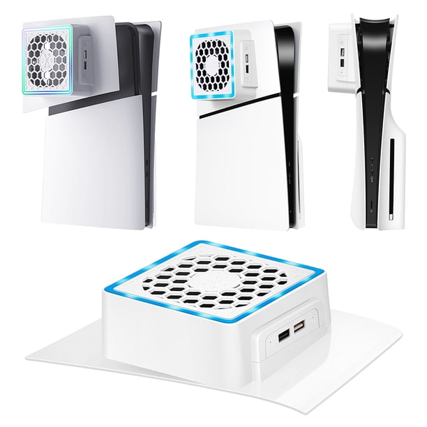 Ventilador Refrigeración Lateral Con LED 2 Puertos USB Consola Juegos Montada Lateralmente 5V 2.4A para PS5 SLIM