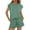 Green, variant on CheerKidz Crewneck Casual Outfits for Women's Solid Color Summer Round Neck Short Sleeve Tops Elastic Waist Drawstring Shorts Two-piece Set with Pockets(Khaki,M)