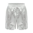 thumbnail image 3 of TSSOE Kids Girls Shiny Metallic Hip Hop Jazz Dance Shorts Birthday Party Gymnastics Athletic Hot Pants Cargo Bottoms Silver B 16, 3 of 5