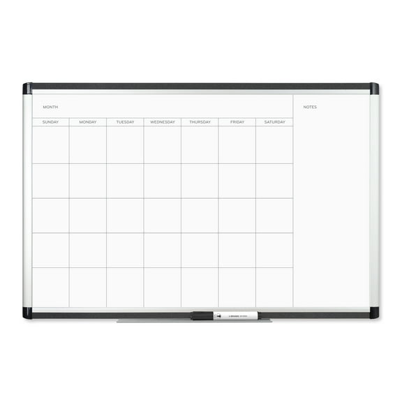 U Brands 24 x 36 in. PINIT Magnetic Dry-Erase Monthly Calendar Board, Silver Aluminum Frame