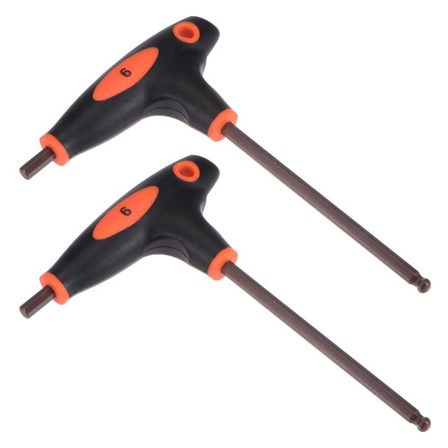 Unique Bargains 6mm Ball End Hex Key T-Handle Wrench Spanner, Metric S2 Steel 2 Pack