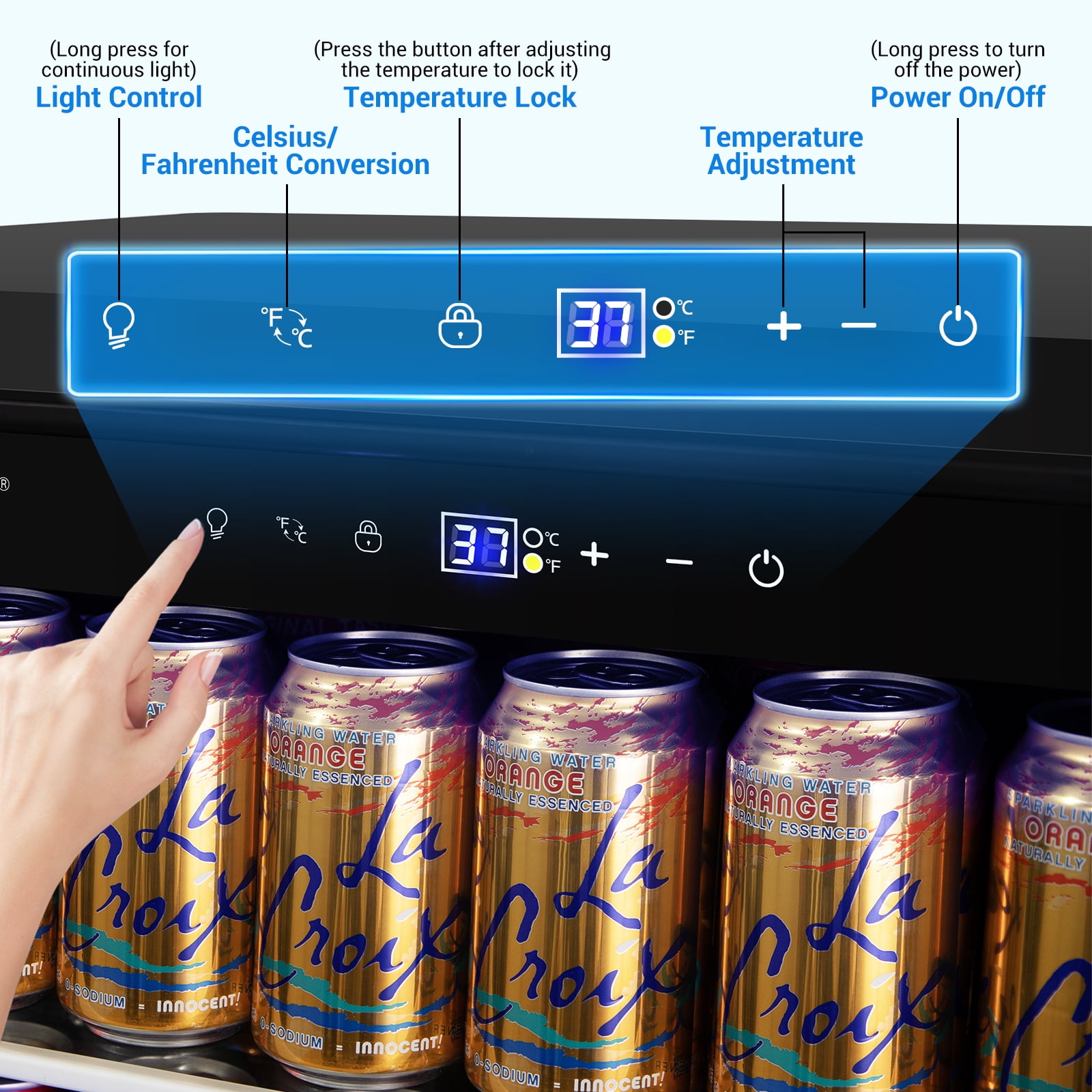 Nipus 24 Inch Beverage Refrigerator Cooler,190 Cans,Built-In ,Under Counter Soda Beer Cooler with Glass Door,For Home Kitchen Bar Office