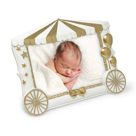 Isaac Jacobs 4x6 Resin Sentiments Baby Picture Frame, Display on Tabletop, Desk White with Gold