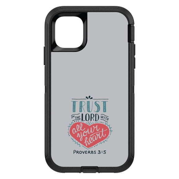 DistinctInk Custom SKIN / DECAL compatible with OtterBox Defender for iPhone 11 Pro MAX (6.5" Screen) - Proverbs 3:5 - Trust In The Lord All Your Heart