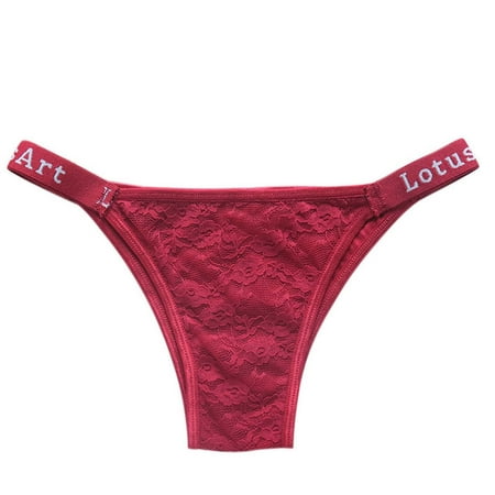 

EHTMSAK Women s Sexy Panties Lace Tangas G-String Thongs Stretch T-Back Underwear Red L