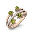 thumbnail image 2 of 0.78 Ctw Round Peridot 925 Sterling Silver Rose Vermeil Four Stone Valentines Day Gifts Ring, 2 of 3