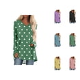 thumbnail image 1 of Hauts à Manches Longues pour Femmes à Pois 2026 Mode Col en V Confortable Coupe Décontractée T-Shirt, 1 of 2