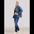 thumbnail image 4 of Chaquetas Acolchadas para Mujer, Informales, de Cuello Alto, Larga, Abrigos de Invierno Extragrandes con Cremallera Azul Gris S, 4 of 7