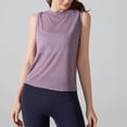 thumbnail image 3 of Open Back Workout Tops for Women Lightweight Backless Sleeveless Tank Top Yoga Athletic Gym Base Tee Shirt (L, Purple), 3 of 6