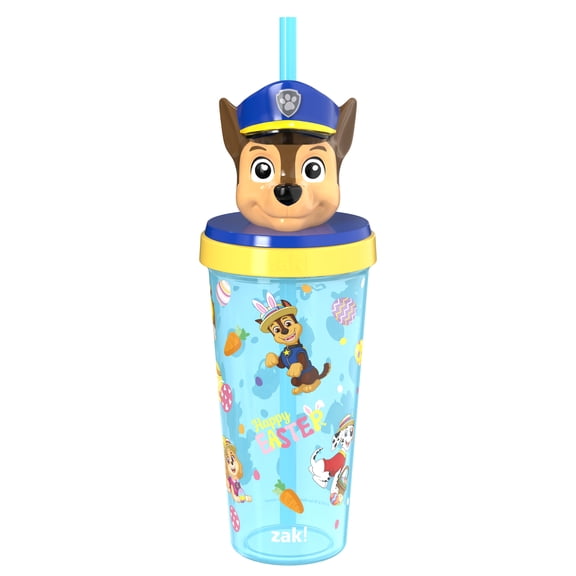 Zak Designs 18oz Paw Patrol Super Sipper Tumbler for Kids, Durable Plastic with Straw and Sculpted Character Top
