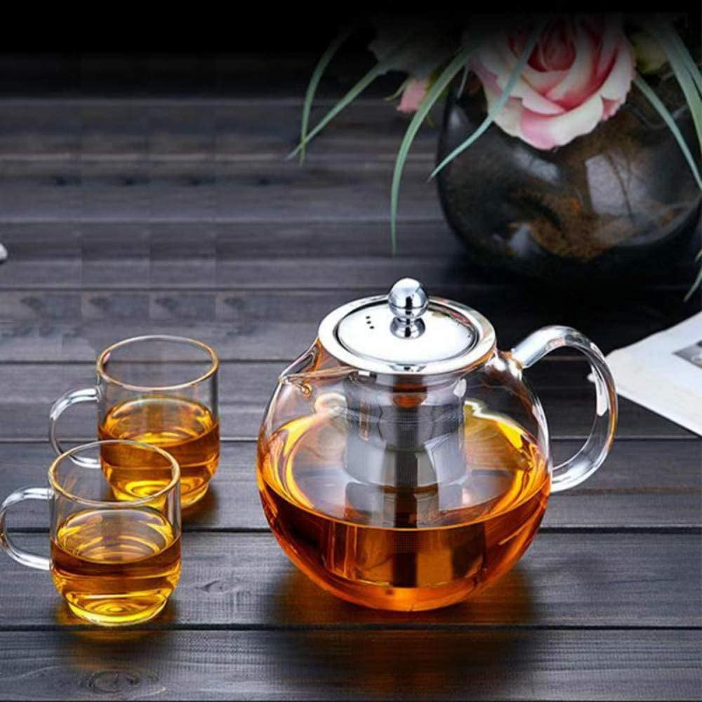 Unbreakable Glass teapot,1350ml/46oz Glass Teapot with Removable Infuser and Lid,Stovetop Safe Tea Kettle,Blooming and Loose Leaf Tea Maker