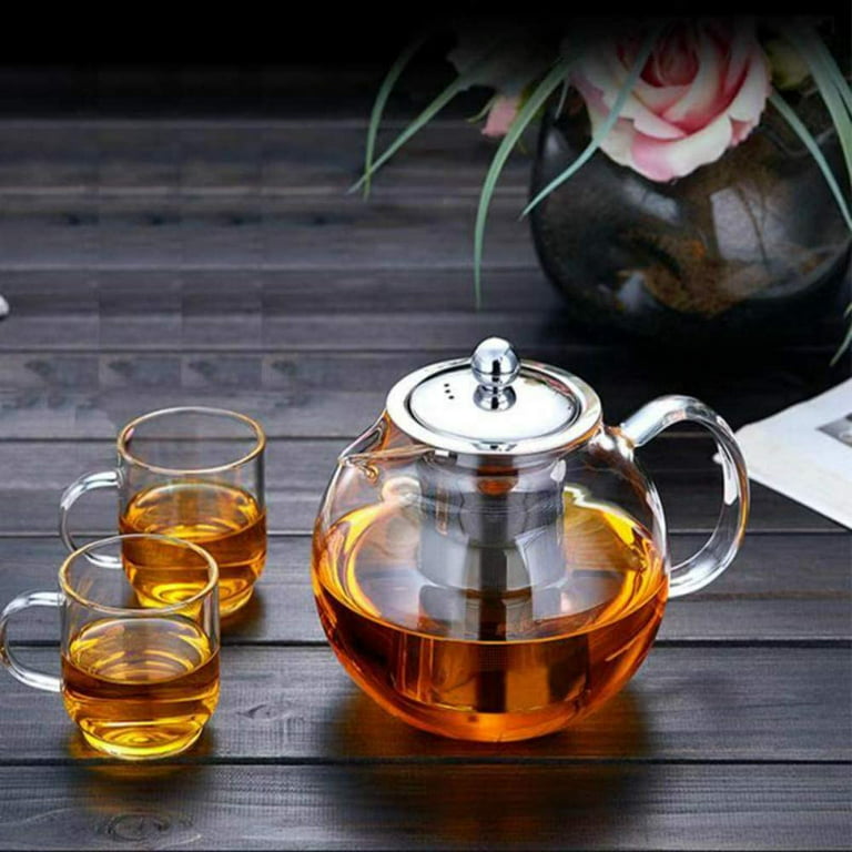 Glass Teapot with Removable Infuser Clear Glass Tea Kettle, Blooming and  Loose Leaf Tea Maker Set 