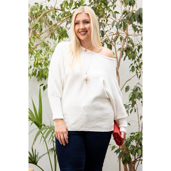 Round Neck Long Sleeve Solid Sweater 1XL