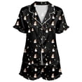 thumbnail image 4 of CONZONE Halloween Pajamas for Women Set Short Sleeve Lace Up Graphic Tops Shorts Pjs 2 Piece Spooky Season Sleepwear, 4 of 4