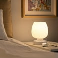thumbnail image 4 of CTAnnie Touch Bedside Table Lamp - Modern Small Lamp for Bedroom Living Room Nightstand, Desk lamp with White Opal Glass Lamp Shade, Warm LED Bulb, 3 Way Dimmable, Simple Design Mother's Day Gifts, 4 of 8