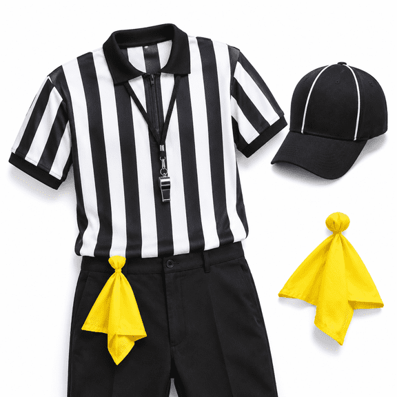 Large 4-Piece Polyester Referee Uniform Set For Football Soccer Basketball