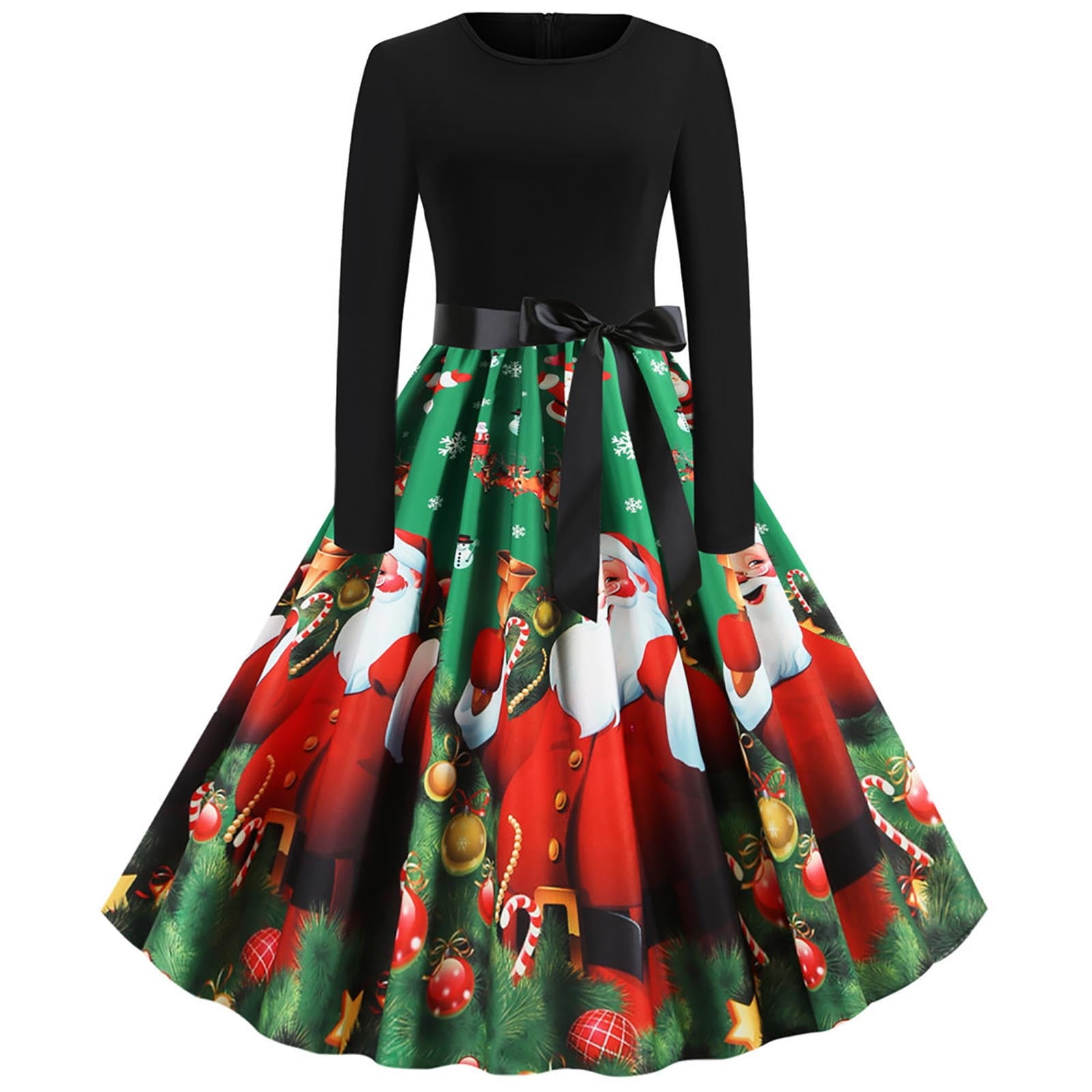 Ladies Christmas Cocktail Dress for Women Vintage Long Sleeve Party ...