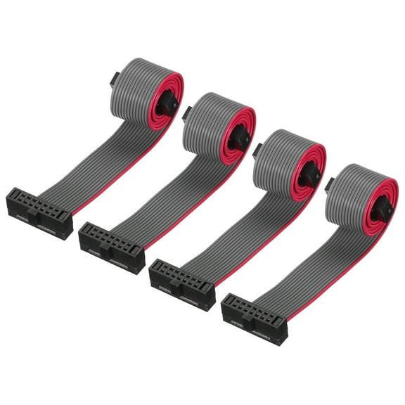 IDC 14Pin Flat Ribbon Cable, 1.27mm Pitch FC to FC Connector 20cm Length Grey Jumper Wire Computer DVD, 4Pcs