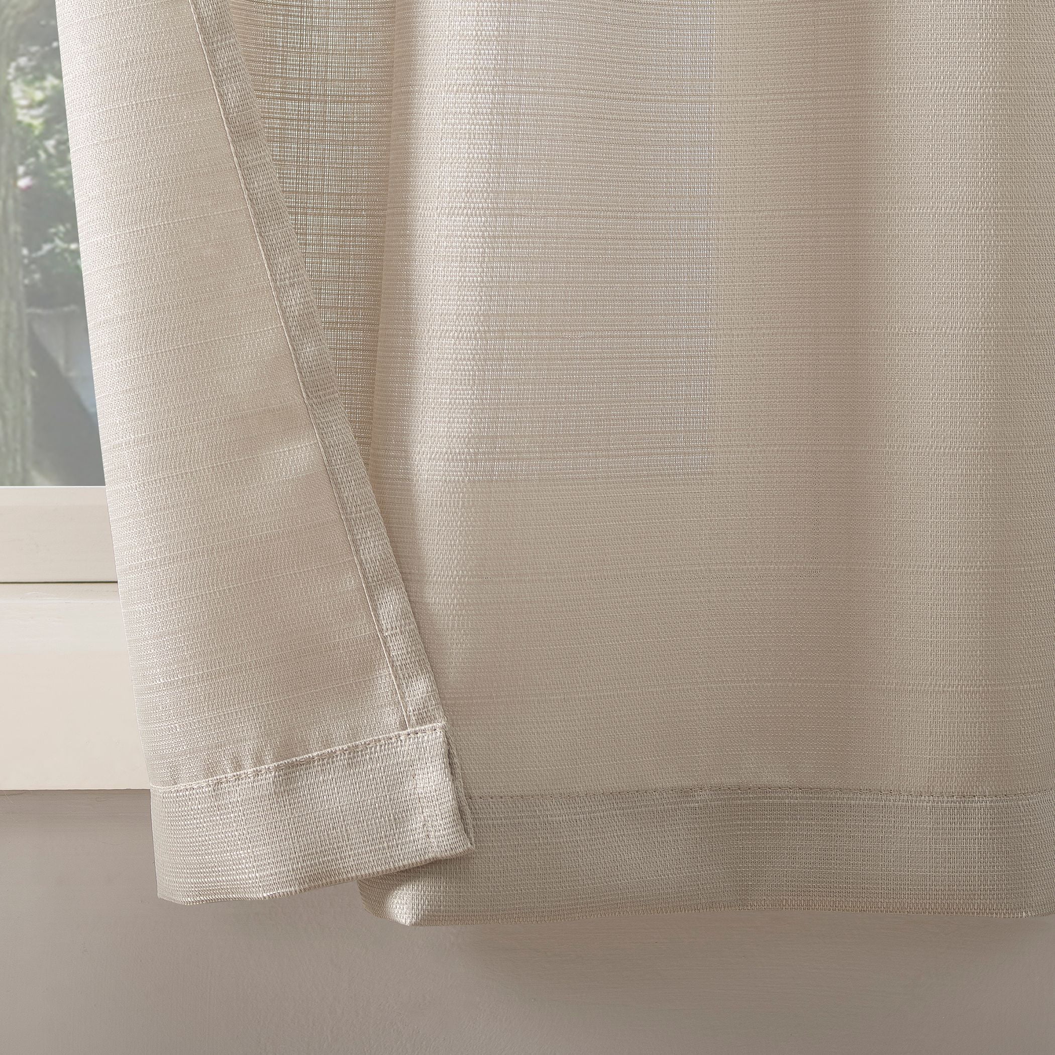 Mainstays Solid Semi Sheer Curtain Tier Pair and Valance Set,3 Piece Ready Made Kitchen Curtains, Beige, 54" W x 24" L