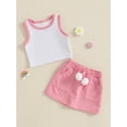 thumbnail image 5 of Toddler Kids Girl Summer Clothes Set 12 18 24 Months 2T 3T 4T 5T Sleeveless Round Neck Tank Tops Plush Ball Skorts Shorts Outfit, 5 of 9