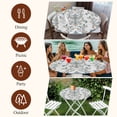 thumbnail image 7 of Blue Tan Flower Round Tablecloth, Fitted Table Cover with Elastic for 55"-60" Round Tables, Abstract Vintage Ethnic Tribal Boho Table Cloth Outdoor Indoor Dinning Party Waterproof Tablecloths, 7 of 7