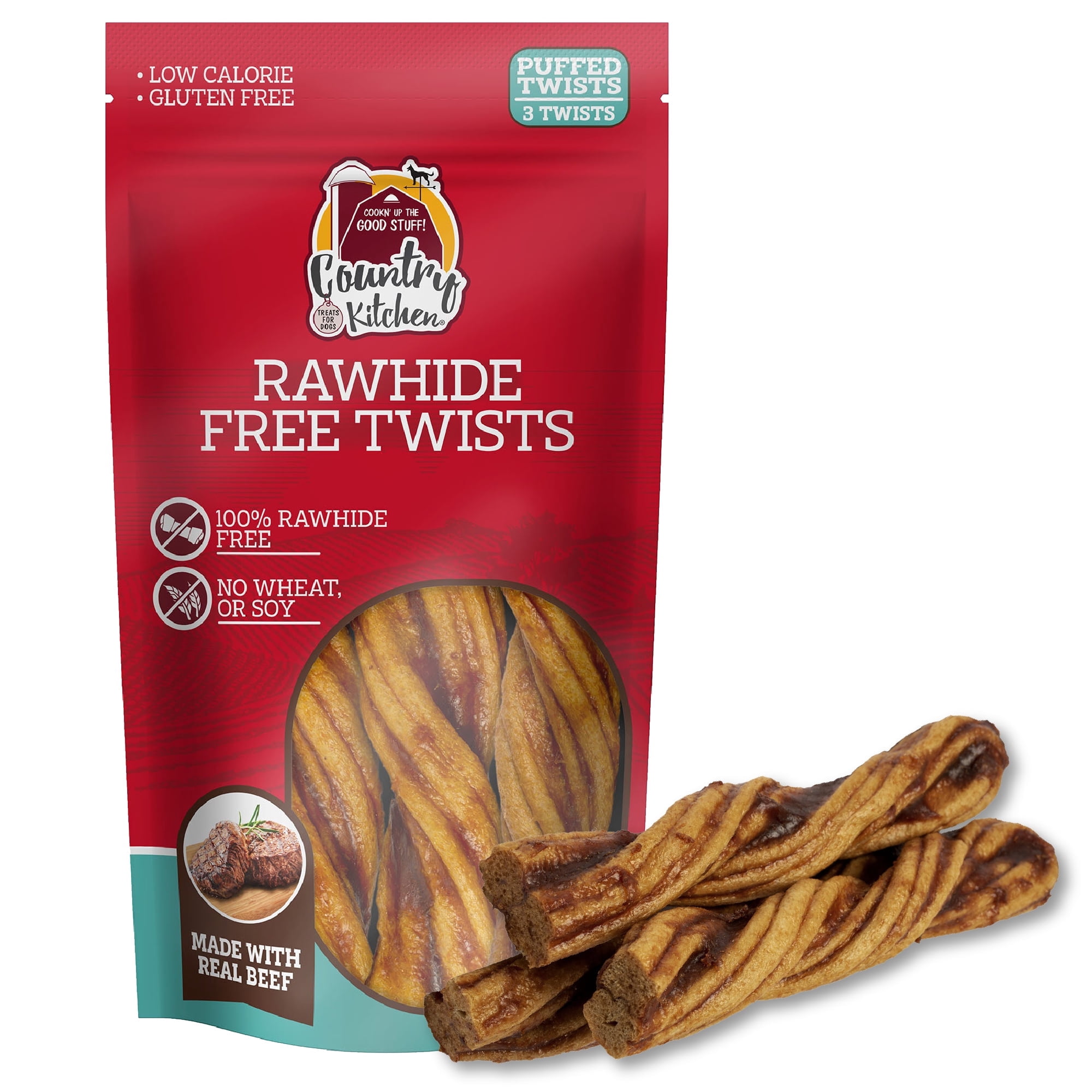 (2 pack) Country Kitchen Beef Nohide Twist Dog Treats 3CT