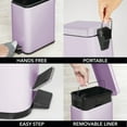 thumbnail image 5 of mDesign Small 1.3 Gallon Rectangle Metal Step Can, Liner/Handle, Wisteria Purple, 5 of 7
