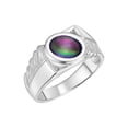 thumbnail image 3 of RYLOS Men's Rings Sterling Silver Cabochone Gemstone & Diamond Designer Alexandrite Rings For Men Size 13, 3 of 7