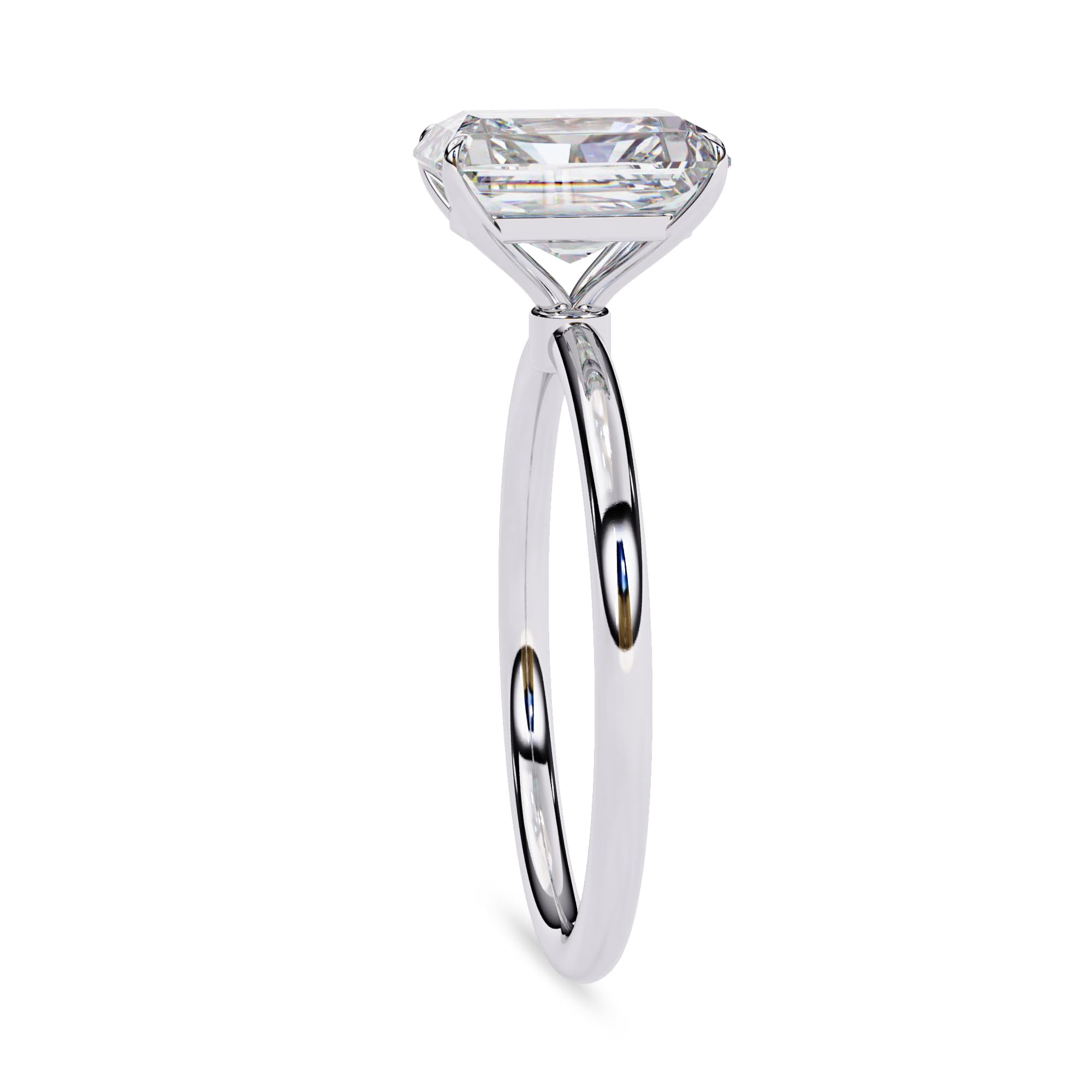 AFFY Solitaire Engagement Rings For Women, Center 9x7mm Emerald Cut Lab Created Moissanite Wedding Anniversary Ring in 10K Solid White Gold Size-5