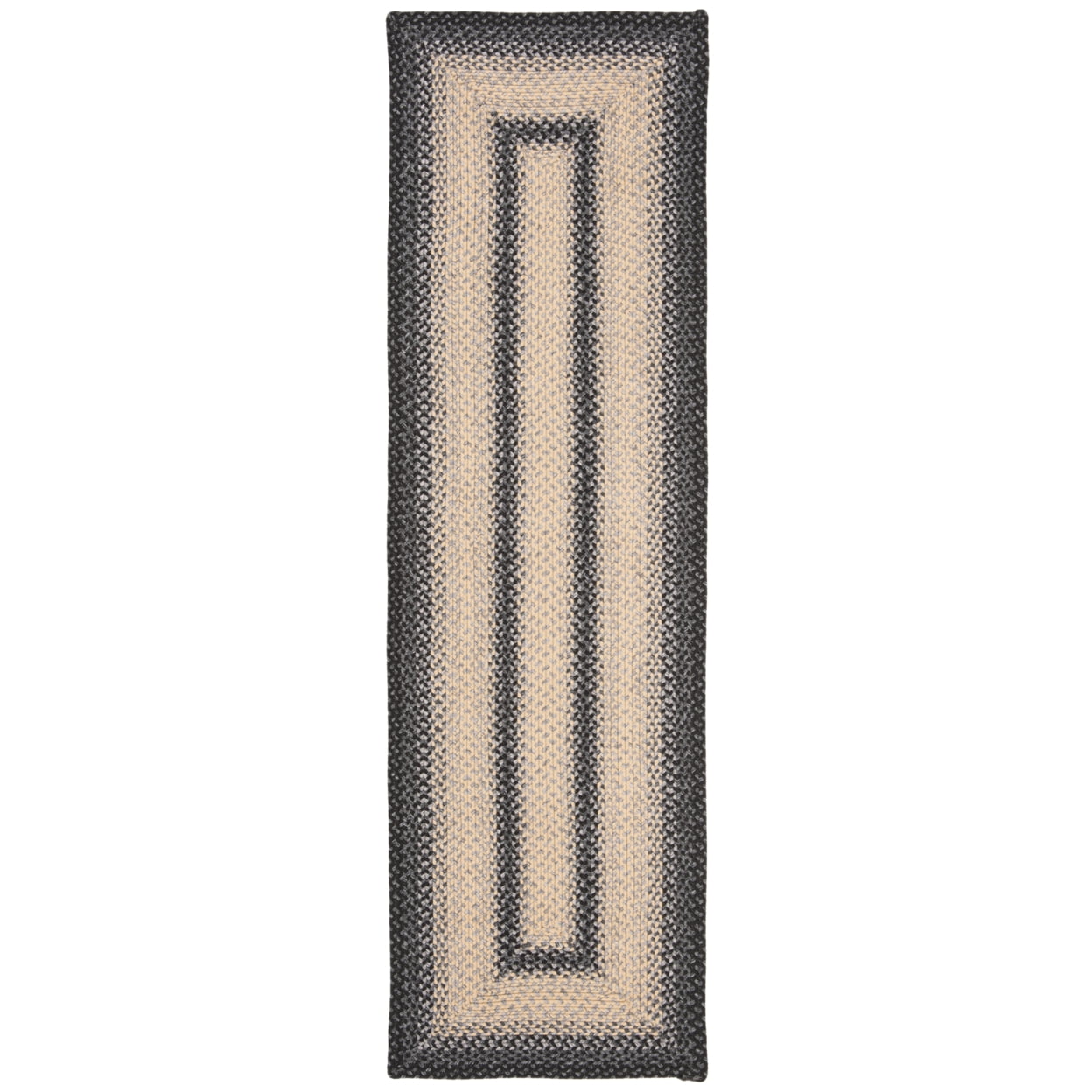 SAFAVIEH Braided Neville Colored Bordered Area Rug, Black/Grey, 9' x 12' Oval