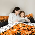 thumbnail image 6 of Manfei Abstract Pixel Grid Queen Comforter Set,Minimalism Geometric Checkered Bedding Sets,Black Orange Bedding Comforter Set For Girls Boys,Super Cozy Room Decor Reversible,3 Pieces, 6 of 9
