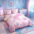 thumbnail image 2 of meiyoeat Watercolor Pink Mermaid Tail Ocean King Bedding for Girls, Jellyfish Coral Fairy Marine King Bed in a Bag, Pink, Pink Reversible, 7 Pieces, 2 of 6