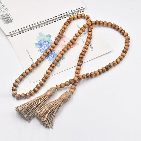 GAXIRE Rope Tassel Pine Wood Beads Wall Decoration For Living Room 1Pcs