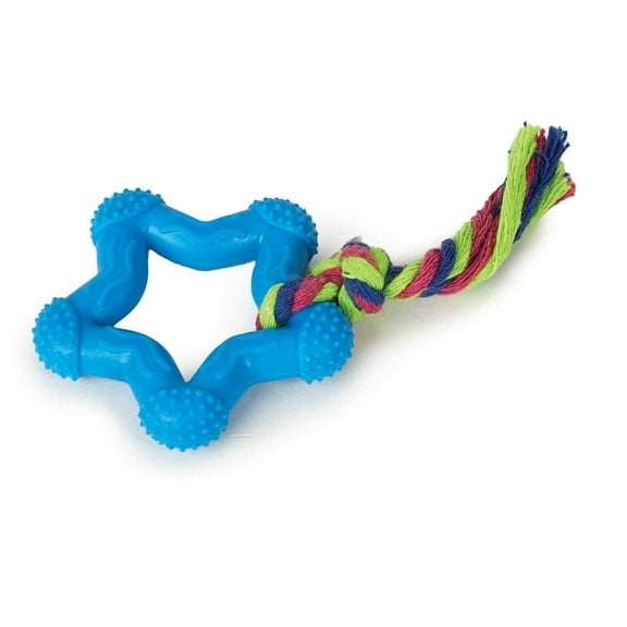Mini 6" Dog Toys for Small Breeds and Puppies Chew Play Tug Toss Rope and Rubber (Blue)