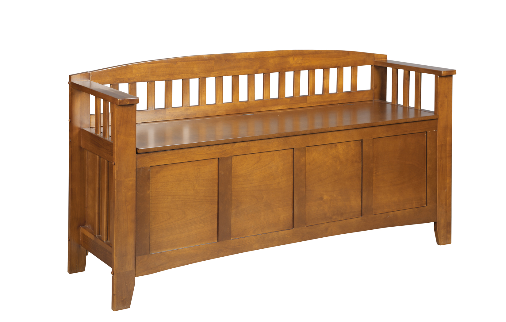 Entryway Bench Flip Top Locking Gun Storage Solid Wood Veneers Medium