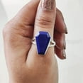 thumbnail image 5 of Coffin Lapis Lazuli Ring, Natural Afghani Lapis Ring, September Birthstone Ring, Womens Ring, Coffin Ring, 925 Sterling Silver, Christmas, Handmade, Statement Jewelry, Coffin Shape Gemstone Ring, 5 of 6
