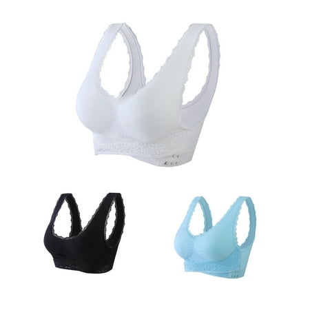 Fesfesfes Bras for Women Wireless 3PC Ladies Traceless Comfortable No Steel Ring Breathable Gathering Bra Ladies Underwear