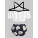 thumbnail image 2 of Volantes hombro abierto de la margarita punteada de celosía más el tamaño de baño tankini Rosegal Leggings de talla grande, 2 of 5