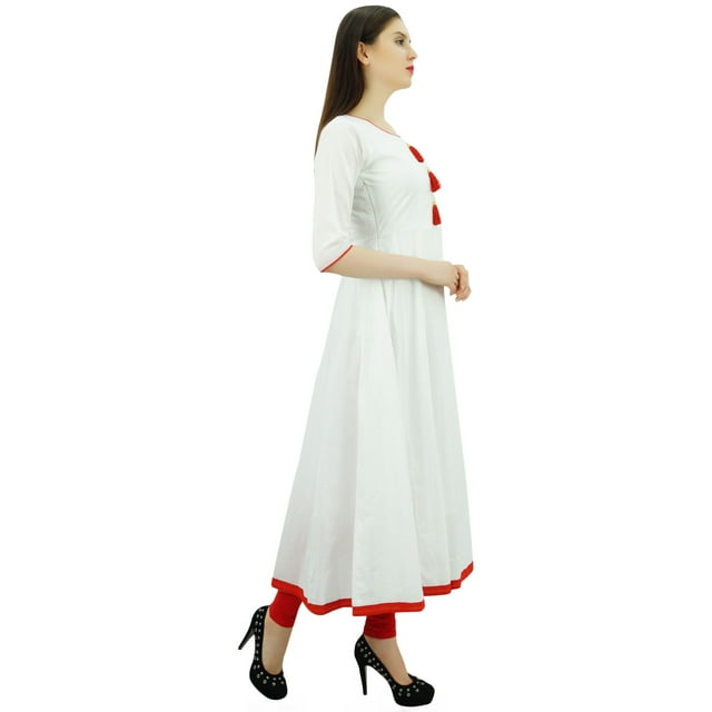 Bimba Kurti Ethnique de Designer pour Femmes, Robe Kurta Anarkali Évasée avec Pompon