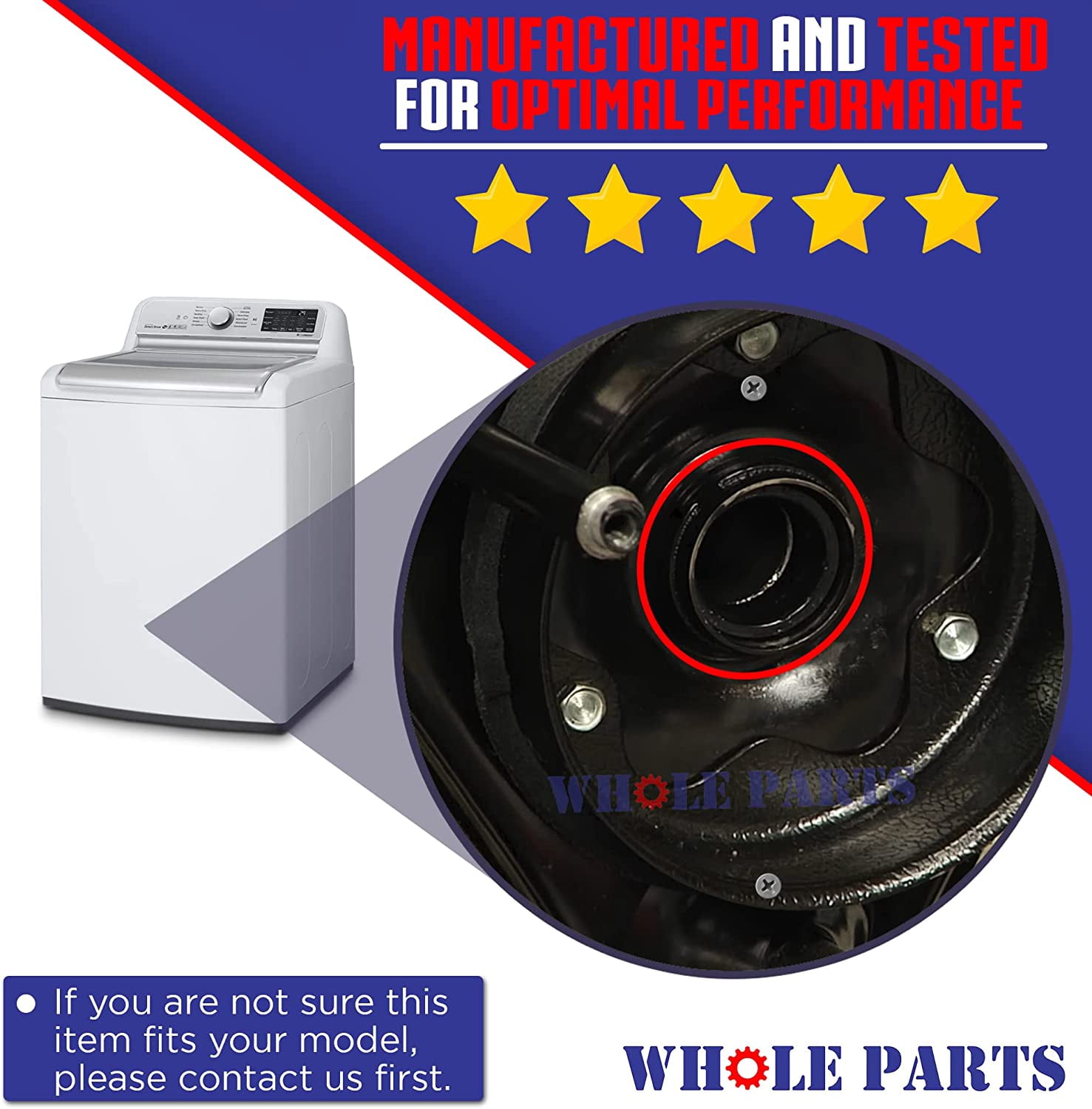 Whole Parts Washer Center post Bearing and Seal Kit Part# 285203 - Replacement and Compatible with Some Admiral, Amana, Crosley, Estate, Inglis, Kenmore, Roper, Magic Chef, Maytag and Whirlpool Washer