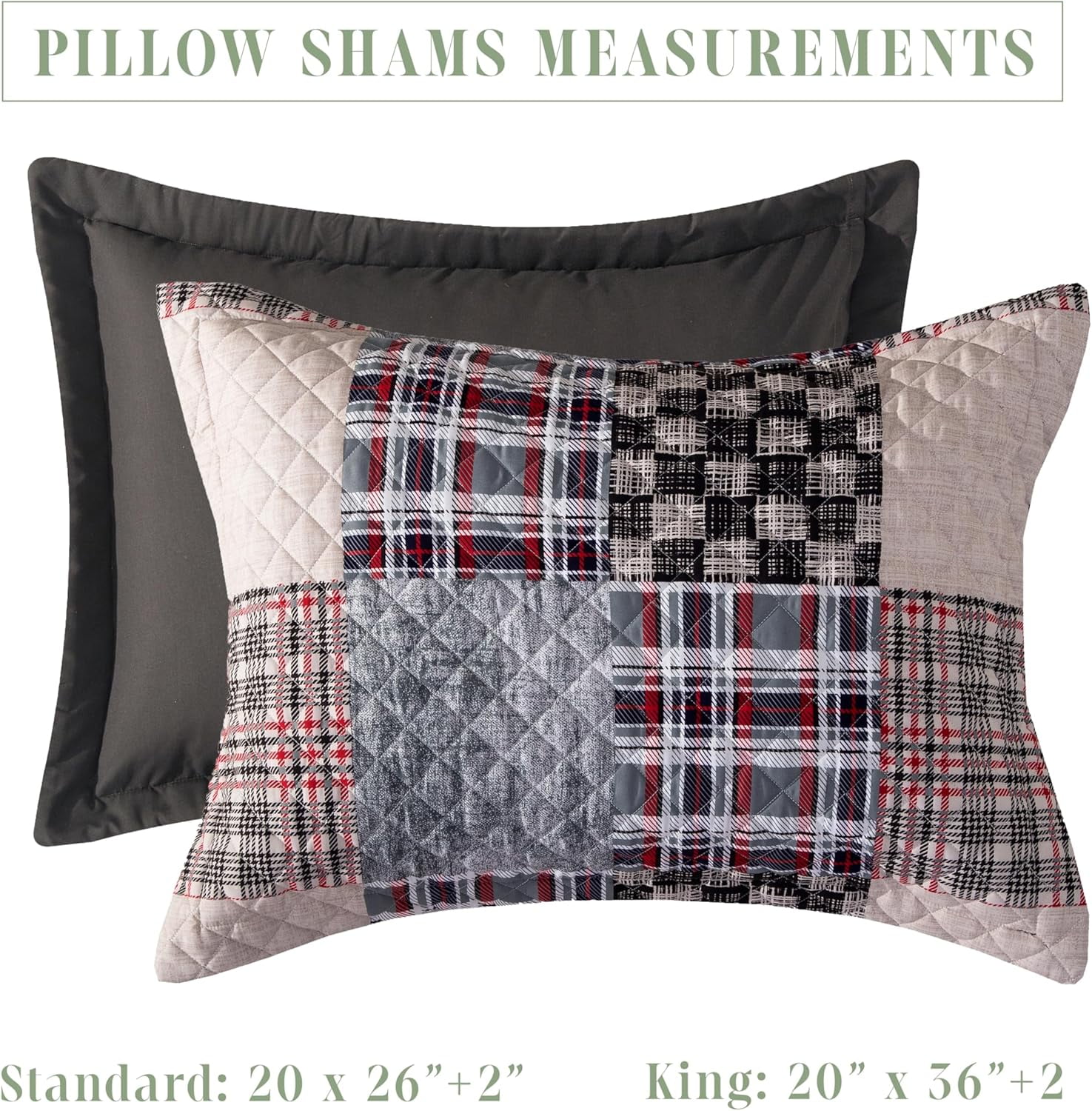 Elegant Comfort 3-Piece Plaid Patchwork Reversible Quilt Set - Soft Bedspread with Matching Pillow Shams, Heavyweight Stitching, All Season Quilted Coverlet - Twin, Brown