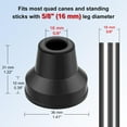 thumbnail image 3 of SupreGear 5/8 in Quad Cane Tip, Non-Slip Replacement Rubber Foot, 4-pack, Black, 3 of 7