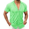 thumbnail image 1 of BOBOGOJP Robe Coupe-Muscle pour Homme Chemises à Manches Courtes Imprimé Durable Easy Care Bouton Down Shirt, Vert L, 1 of 5