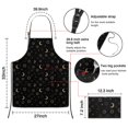 thumbnail image 3 of Black Gold Sun Moon Star Planet Pattern Apron-Garden Aprons for Women with Pockets-Cotton Linen Waterproof Kitchen Cooking Gardening Aprons Adjustable for Kitchen,Cooking,BBQ and Salon 33x27 Inch, 3 of 7