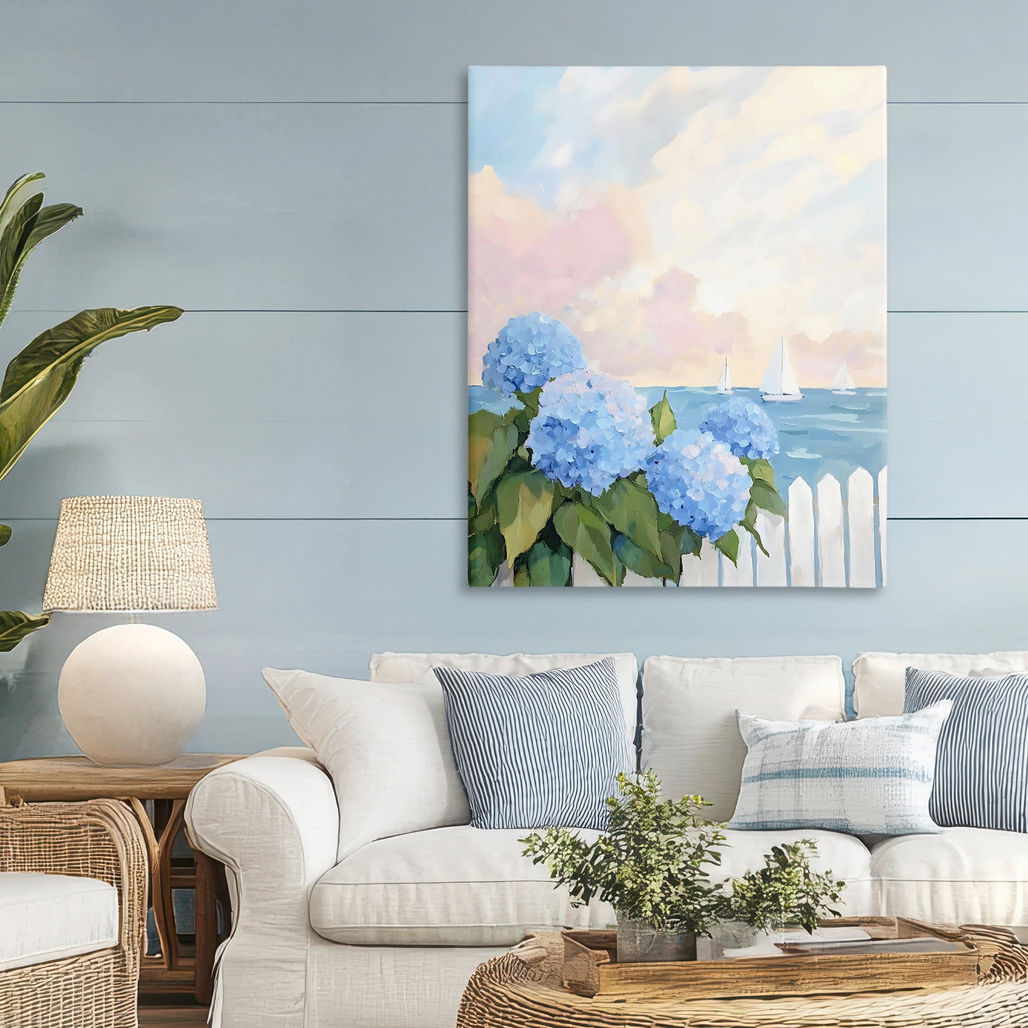 Stupell Industries Hydrangeas By The Sea Canvas Wall Art, design by Creative Studio