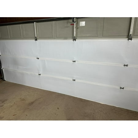 

White Reflective Foam Core Tearproof 2 Car Garage Door Insulation Kit 18FT (WIDE) x 7FT (HIGH) to Cool Your Garage. Complete DIY Installation Kit