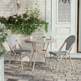 thumbnail image 3 of Flash Furniture Indoor/Outdoor Commercial Bistro 31.5" Table, Black/White Textilene, Glass Top with 2 Stack Chairs - Light Natural, 3 of 10