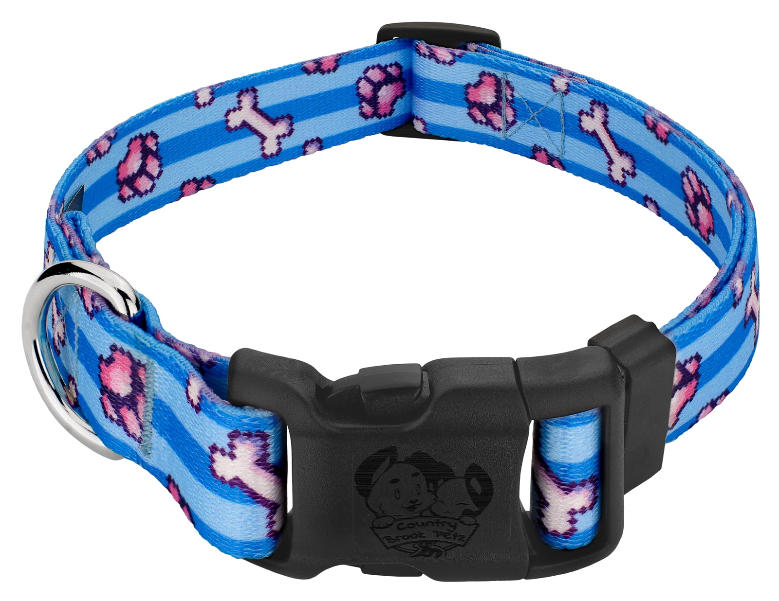 Country Brook Design® Deluxe Pixel Paws Dog Collar Made In The U.S.A