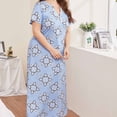 thumbnail image 3 of Baywell Plus Size Long Nightgown Women Short Sleeve Floral Printed Full Length Nightshirt Sleepwear V Neck Loungewear Loose Maxi Night Gowns Soft Sleep Dress XL-4XL, 3 of 7
