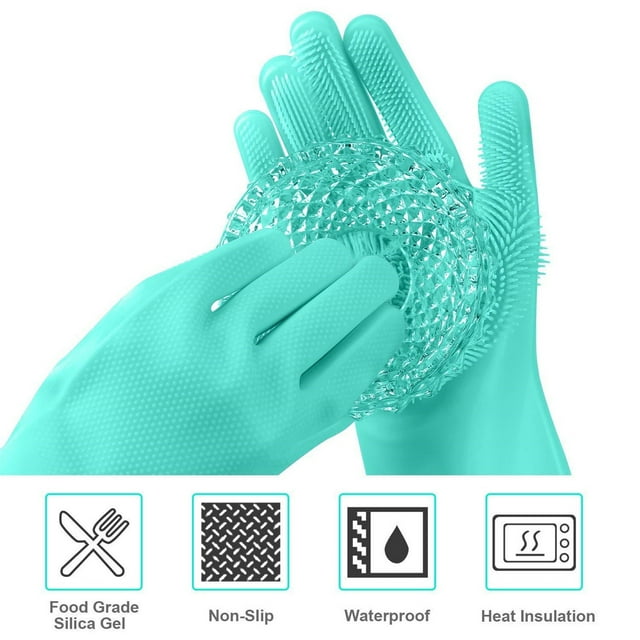 Guantes de Silicona para Lavavajillas, Diseño Resistente a Rayones, Material Apto para Uso Alimentario, Fáciles de Limpiar, Multiusos para Bañar Mascotas y Limpiar El Coche, Aptos para Todos